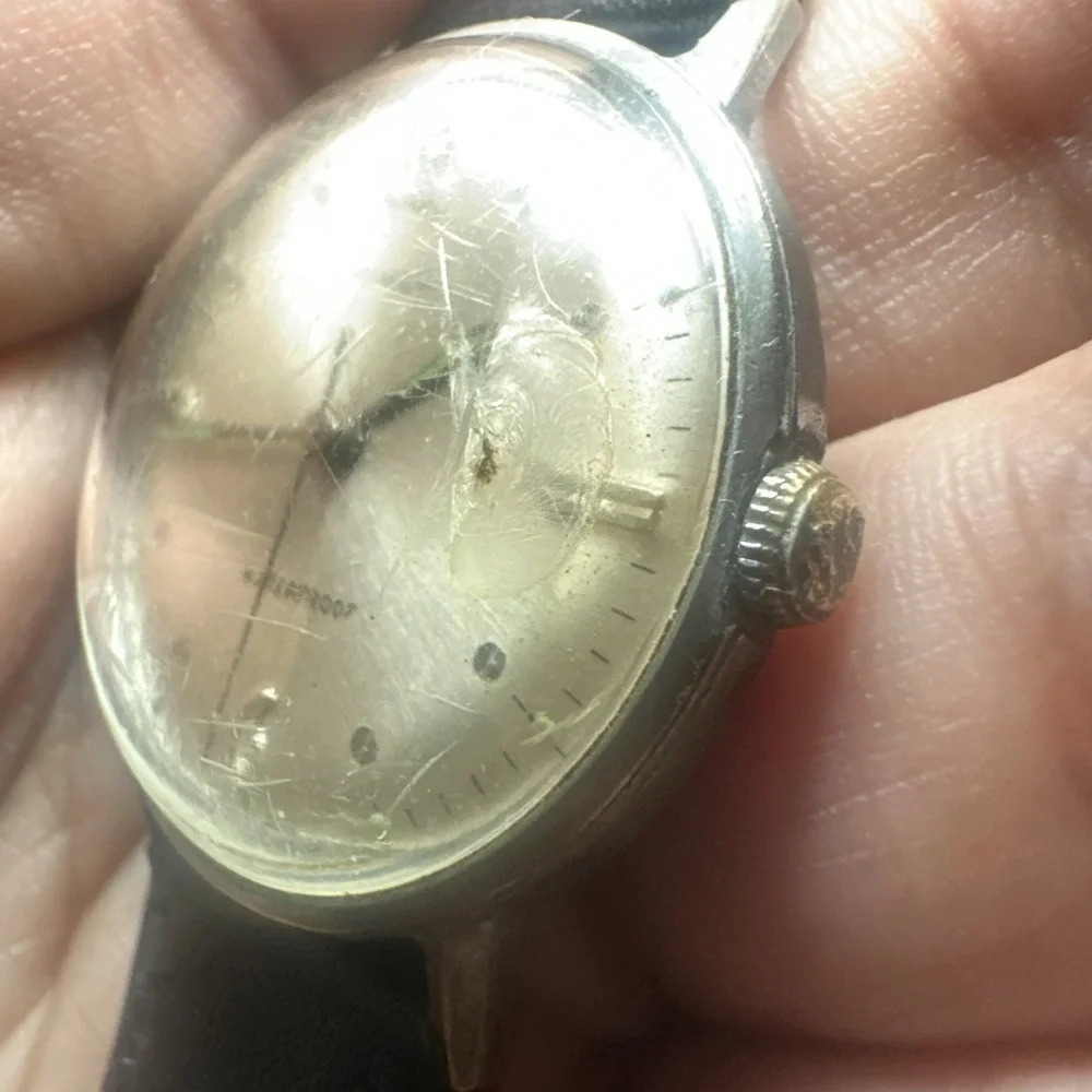 Working VTG 1967 Timex Marlin Dot-Dash Manual Wind Rare Watch 33mm -Bad Crystal